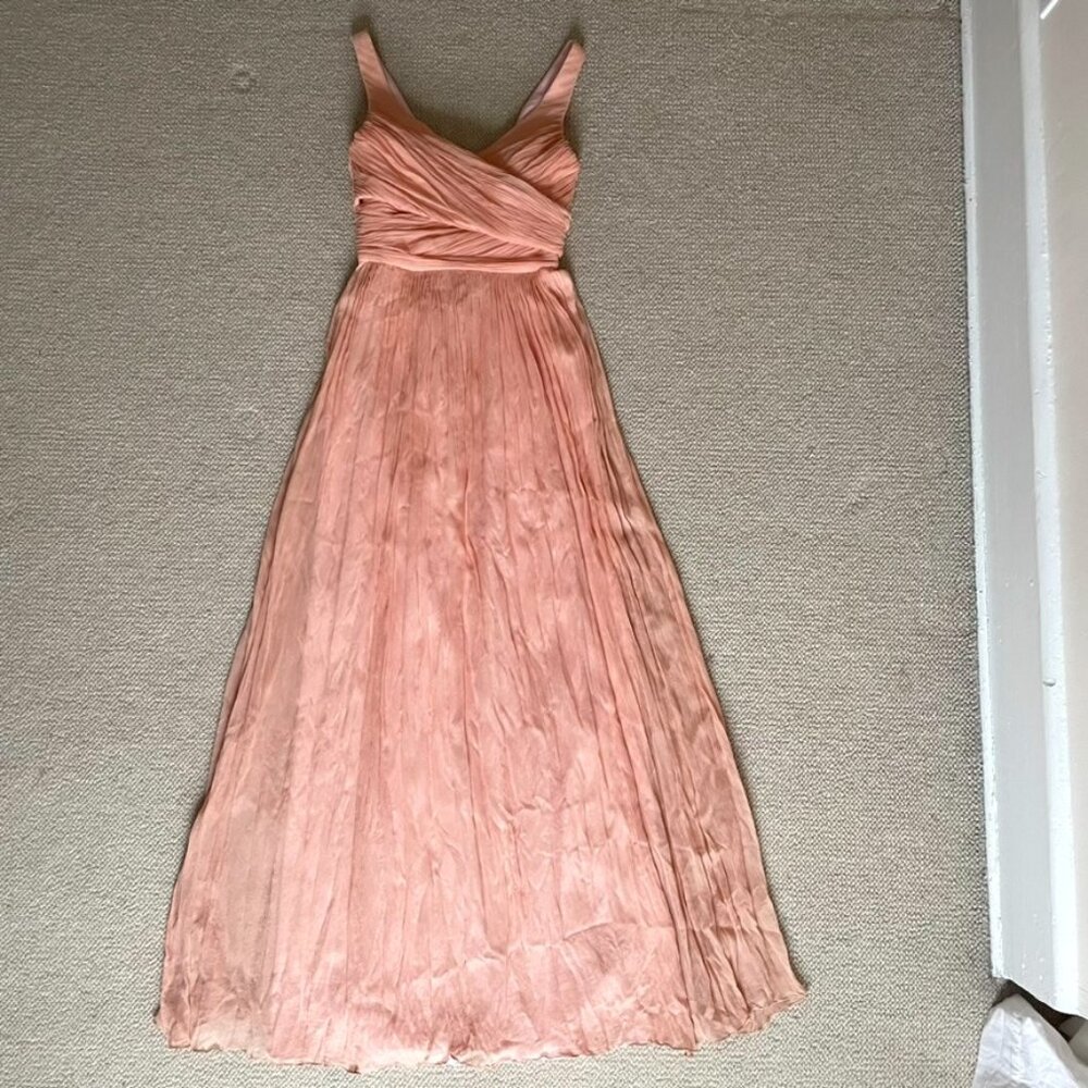 100% silk J CREW formal gown full length blush/peach/pink Size 2